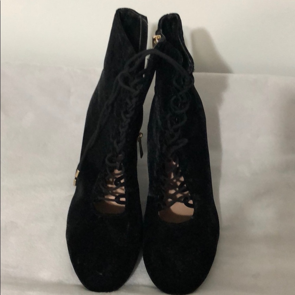 zara black lace up booties